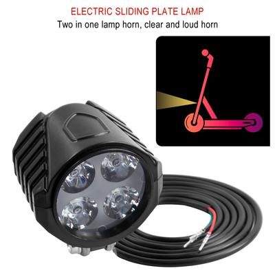 2 In 1 Horn and Light 36V 48V 60V Flashlight for Electric Scooter Horn Light E-Bike 4 LED Headlight 12W Waterproof Warning Lamp