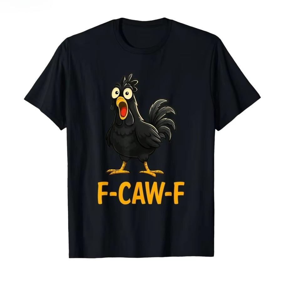 Vintage T Shirt Summer Funny Chicken F-CAW-F What The Heli Poultry Humor Leisure T-Shirts Cotton Tshirt Unisex Breathable Top