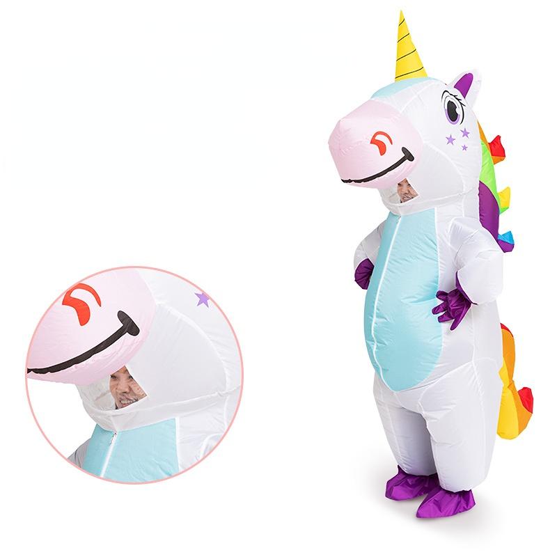 Anime Inflatable Unicorn Costume Pink Full Body Unicorn Cosplay Costumes with Blower Funny Party Halloween Costume for Adult