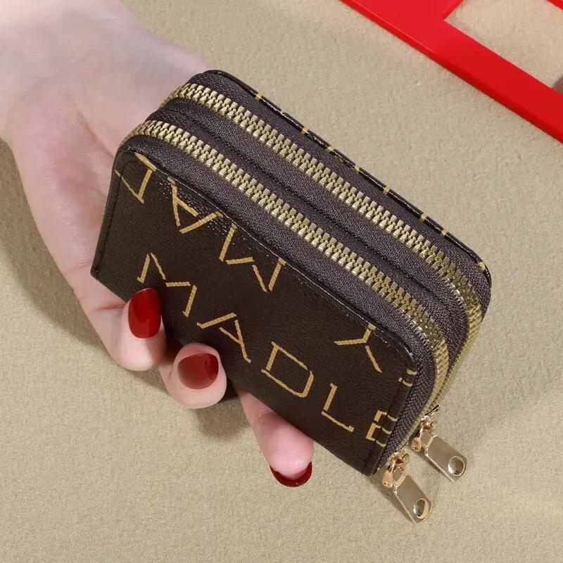 Women's Short Wallet Large Capacity Multiple Card Slots Coin Purse Card Holder With ID Window Zipper Card Cases Holder Student Handbag