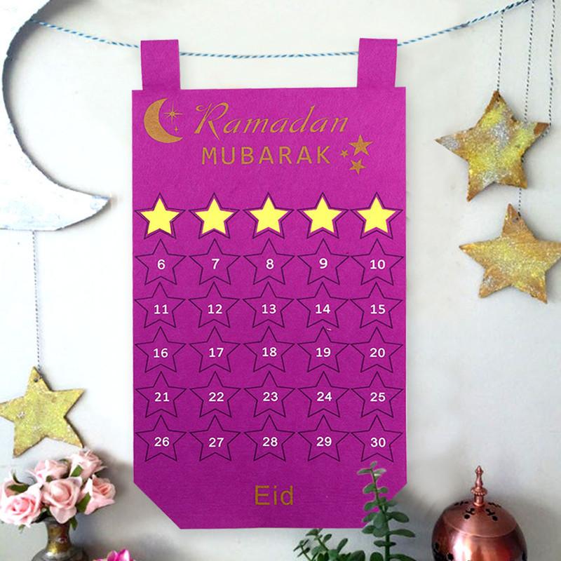 

Ramadan Mubarak Countdown Calendar Traditional Plush Hanging Decor Islamic Muslim Party Supplies for Home Decor Eid Celebration