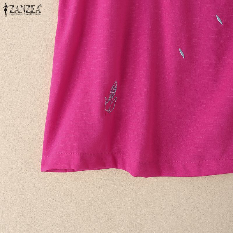 ZANZEA Women Casual Round Neck Sleeveless Embroidery Summer Tank Tops