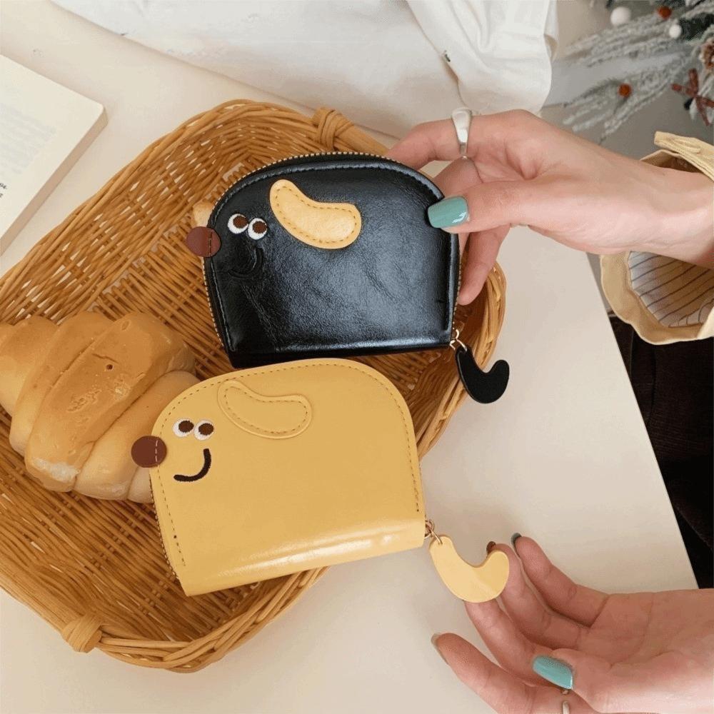 Cartoon PU Leather Card Holder PU Card Holder Change Bag Dog Card Bag  Women