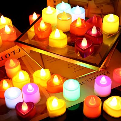 24 szt. świeczek LED Tea Lights w kształcie serca, bezpłomieniowe, migoczące świece, zasilane bateryjnie, elektryczne świeczki Tealight na walentynki, wesele