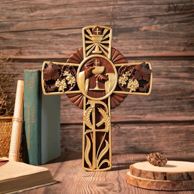 Christ's Religious Wood Holy Cross for Indoor Wall Hanging, Jesus Catholic Gift