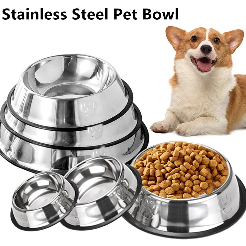 Stainless Steel Pet Bowl Non-Slip Dog Cat Bowl for Food Water Feeding Large Small Chew-resistant Pets Dish Heavy Duty Easy Clean
