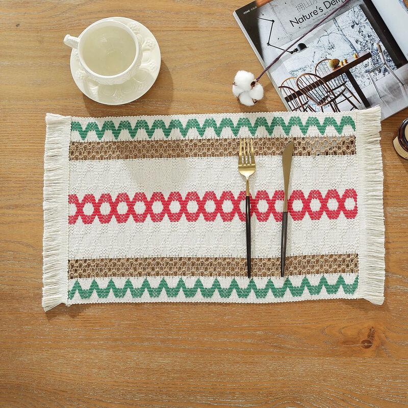 Cotton Linen Woven Tassel Placemat