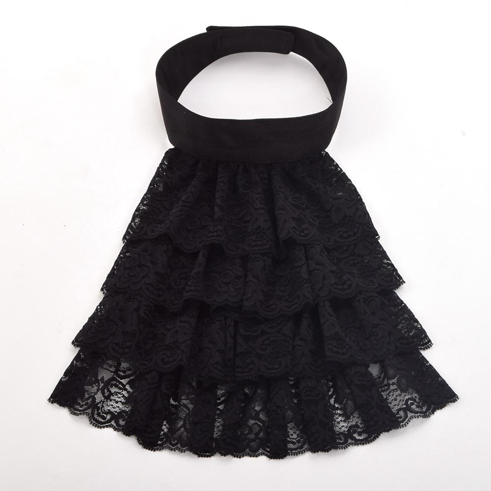 Detachable Ruffled Lace Jabot Vintage Victorian Fake Collar Exotic Cosplay False Neck Choker Clubwear Steampunk Collar