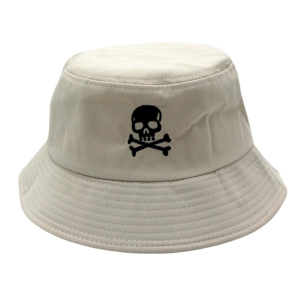 Simple Hat Fisherman With Solid Color Design And Skull Embroidery For Daily