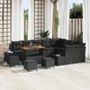 13-Piece Garden Sofa Set with Black Cushions Poly Rattan Acacia 3362829