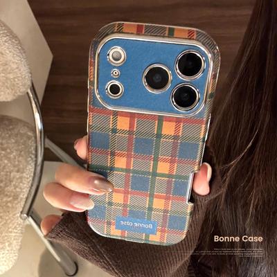 Custodia per Telefono a Quadri Retrò per iPhone 15, iPhone 16, iPhone 17 Pro Max