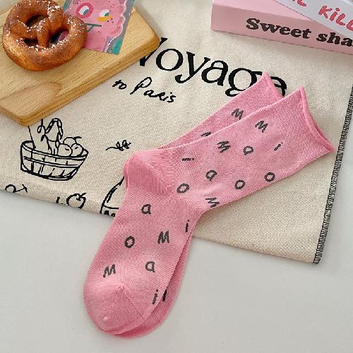 Korean Style Women Socks Cartoon Cat Print Japanese Kawaii Cute Socks Women Casual Letter Harajuku Streetwear Medium Tube Socks