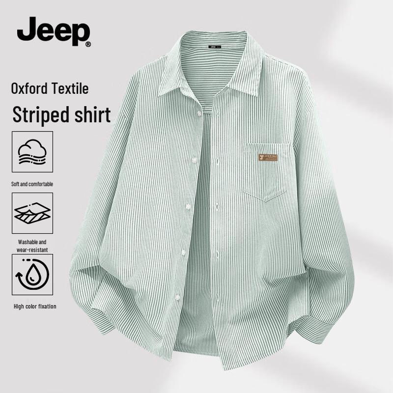 

JEEP Men s Oxford Striped Long-Sleeve Shirt 4XL