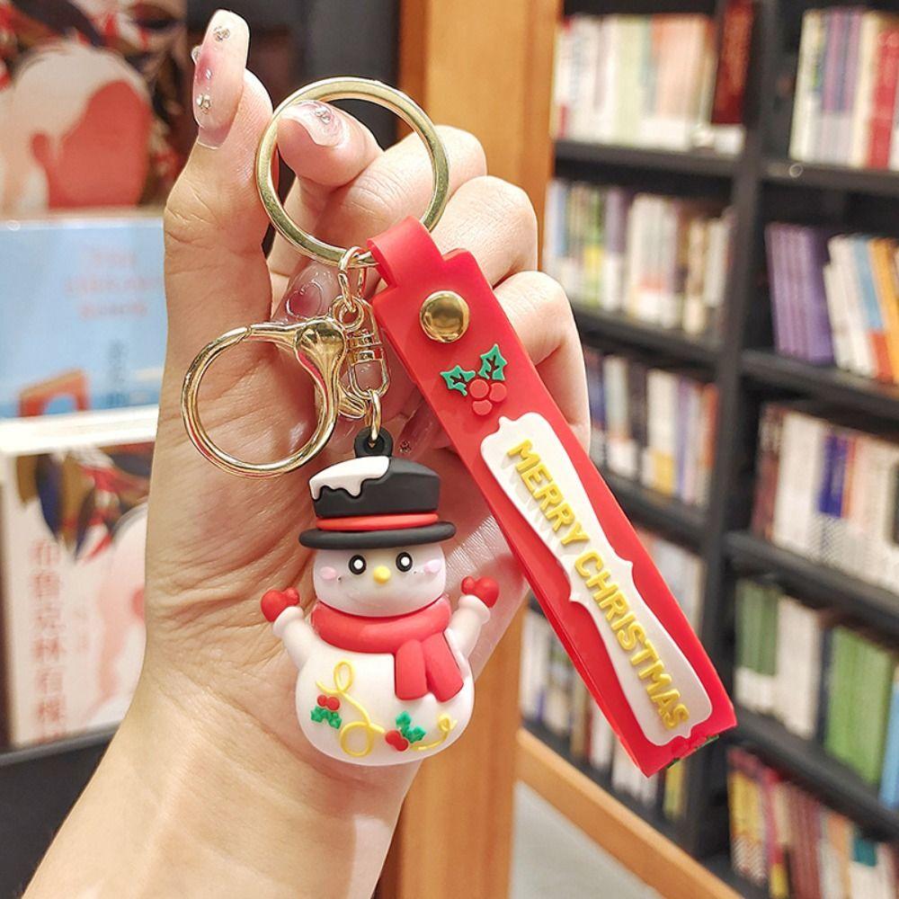 3pcs Key Chains Silicone Keychain Christmas Doll Keyring Christmas Decoration