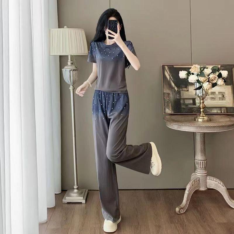 Women s Gradient Casual Summer Sportswear Set - Fashionable, Simple, Stylish Two-Piece Outfit Large