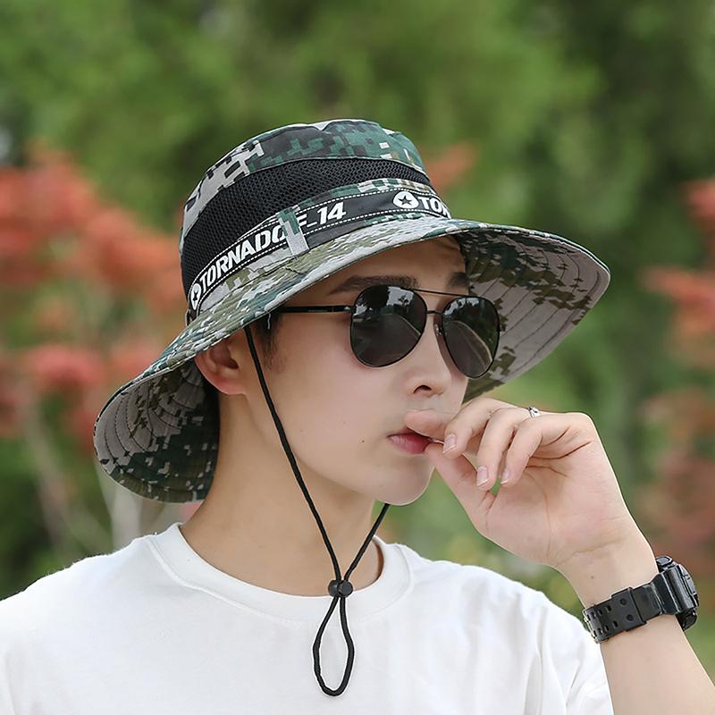 Pánská letní čepice s širokým okrajem, venkovní prodyšná čepice proti UV záření