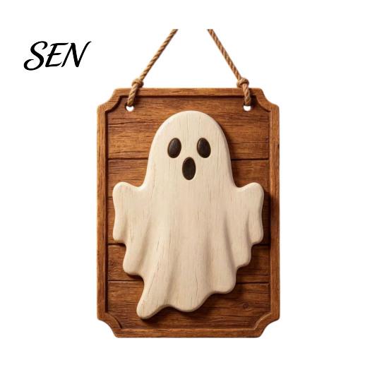 Holiday Party Supplies Vintage Wooden Halloween Welcome Door Hanger, Pumpkin Ghost Skull Witch Wall Skeleton Home Decor Sign, Farmhouse Hanging