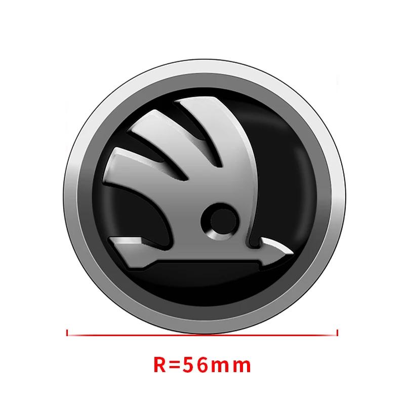 KOXI8 4Pcs New Car Wheel Center Hub Cap 56mm Emblem Decal Wheel Sticker For Skoda Fabia Octavia Karoq Kodiaq Kamiq Superb Rapid Citigo