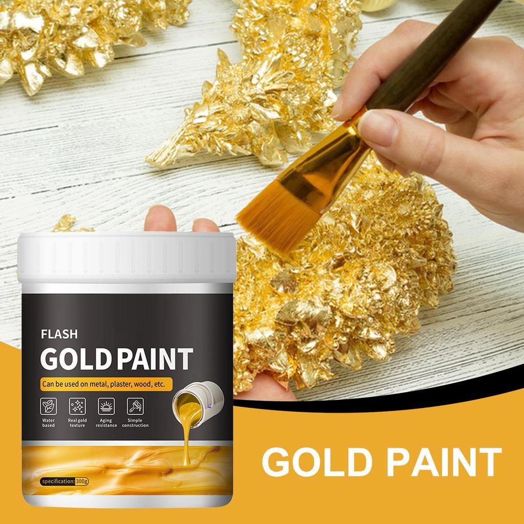 Liquid Gilding Gold Paint 300g Liquid Gold Foil Paint Quick Drying Metal Plaster and Wood Painting Easy to Apply Art Supplies