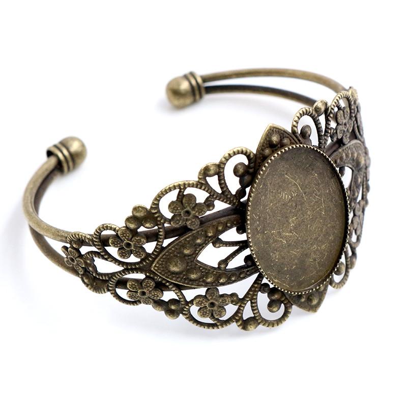 Hochwertige 18x25mm Bronze Rhodium Silber Beschichtete Armreif Basis Armband Rohling Schmuckzubehör Schale Fassung Cabochon Cameo