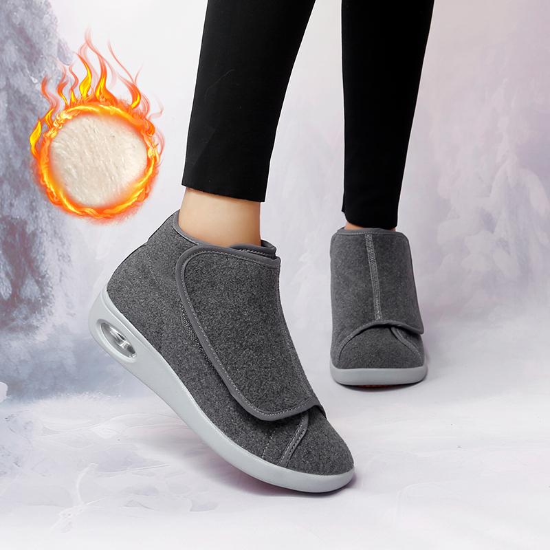Women Eversion Adjusting Soft Comfortable Diabetic Shoes Women Warm Boots Winter Velvet Orthopedics Wide Feet Swollen Shoes