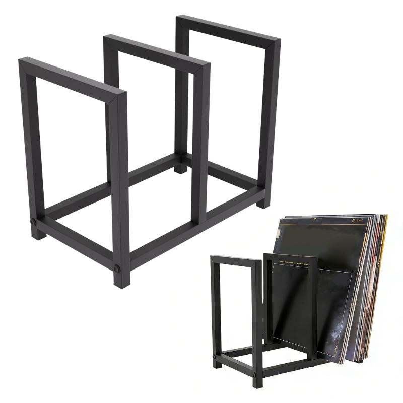 Metal Vinyls Record Display Stand For Secure Storage And Home Decoration In Black Finish