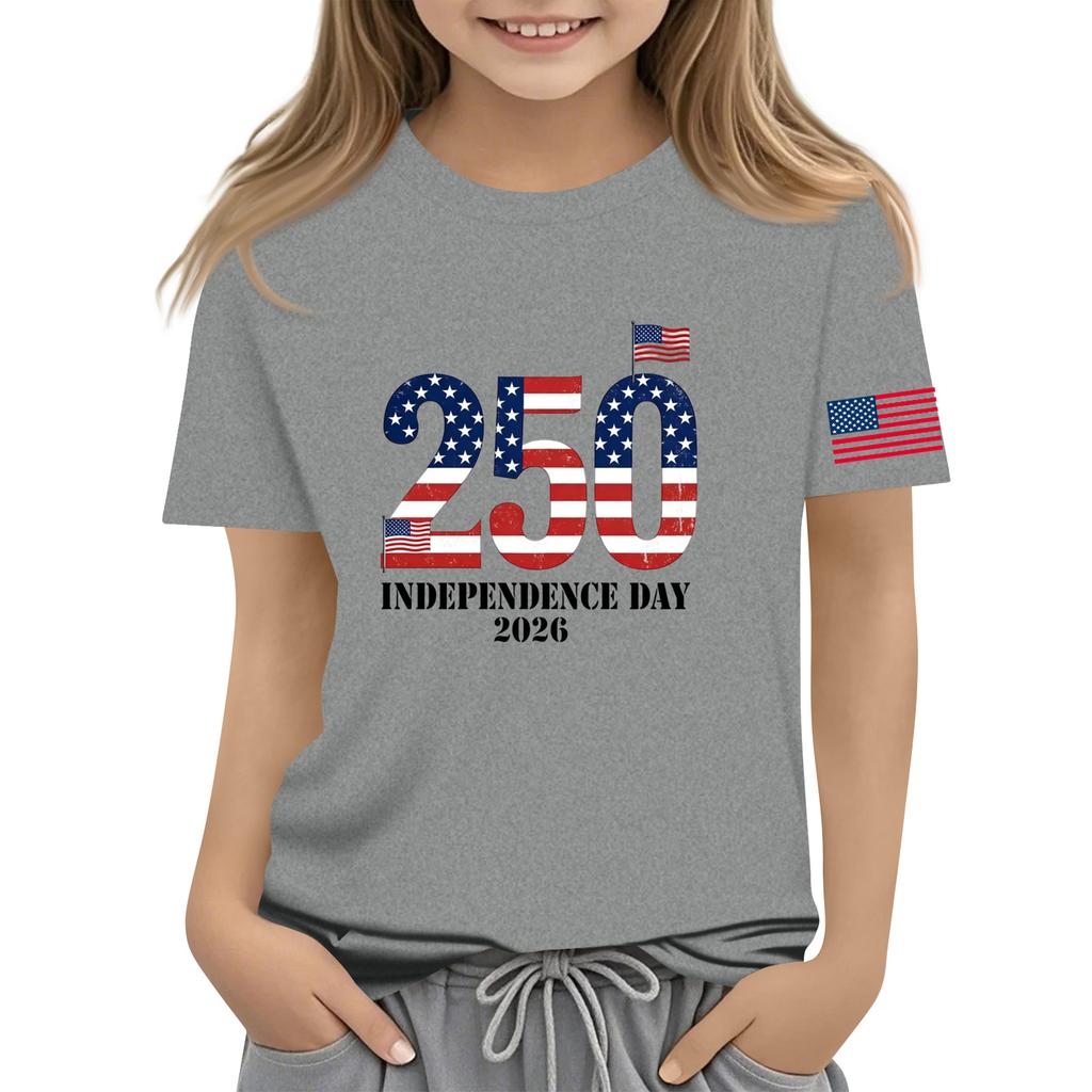 Children's Casual Short-Round Neck Fashionable T-shirt Top