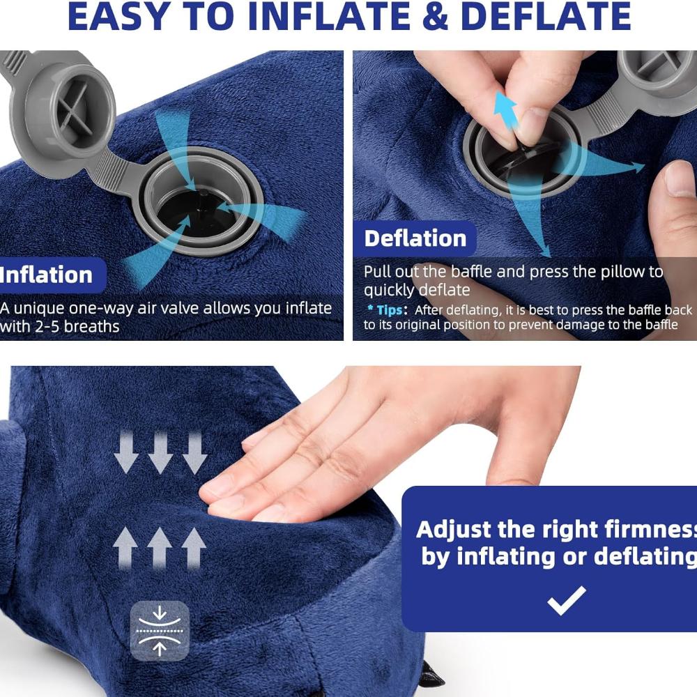 Outdoor Travel H-type Inflatable Airplane Neck Pillow, Washable Cover Travel Pillow, Inflatable Airplane Pillow for Neck Support,