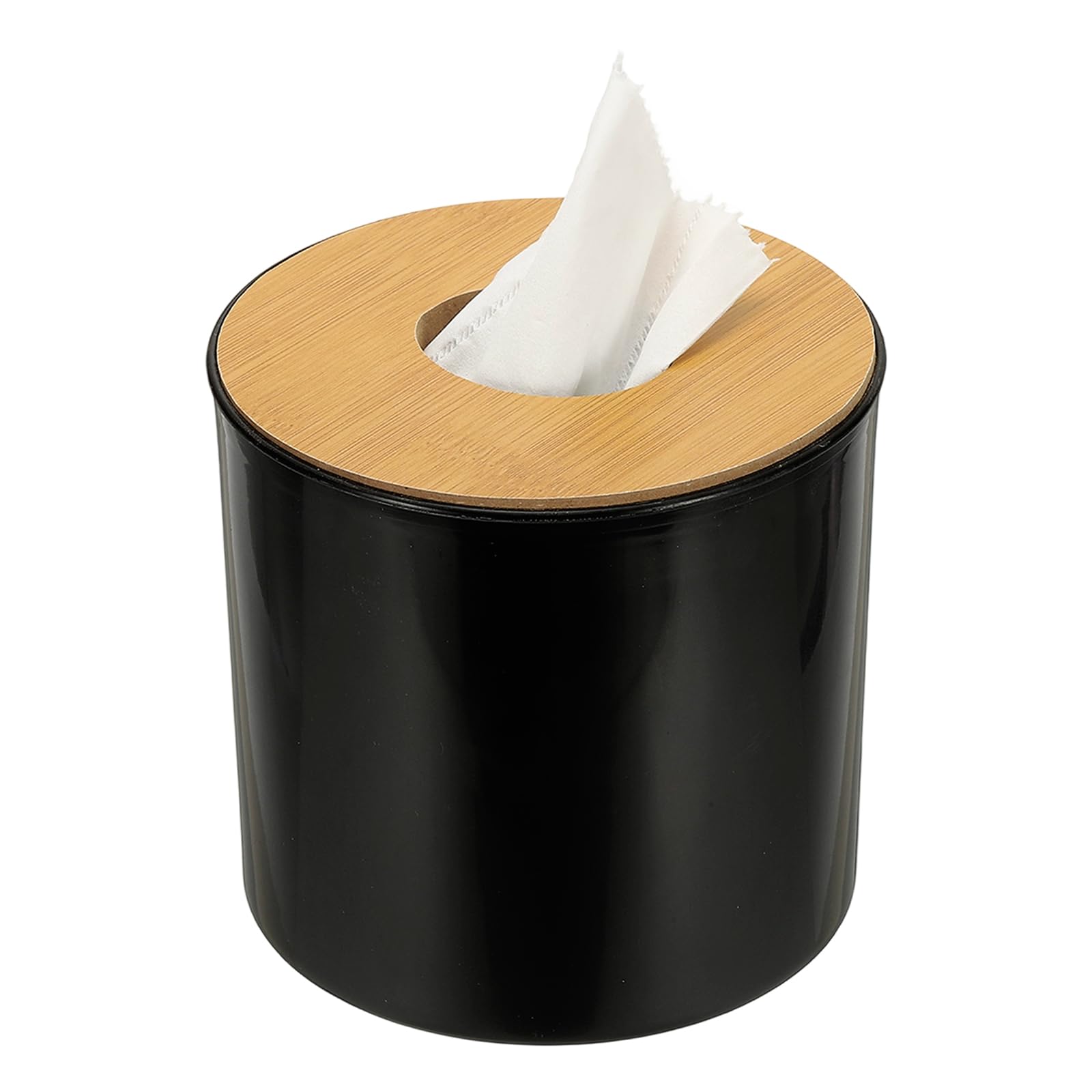 

uxcell Round Tissue Box Cover with Lid, Toilet Paper Holder for Home, Bathroom, and Office Use, Black