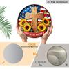 Retro Round Aluminum Wall Decor, American Independence Day Cross & Sunflower Design, Indoor Outdoor Hanging Plaque, Christian Commemorative Gift