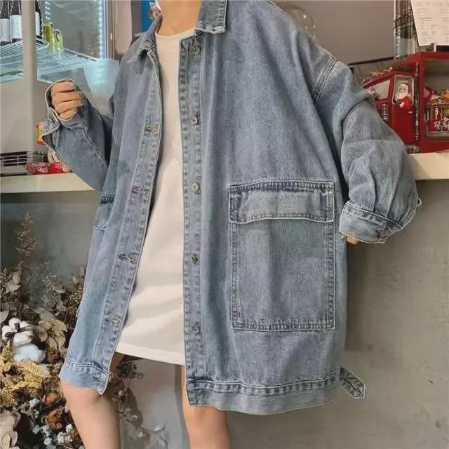 Trendy Women's Oversized Denim Jacket - BF Style, Autumn/Winter 2023 Korean Edition