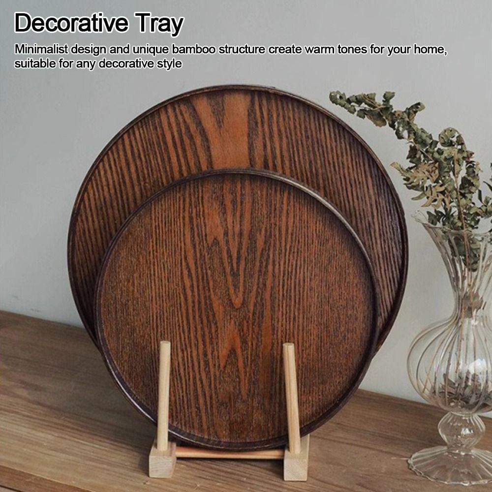 Wooden Wood Platte 21/24/27/30/33cm Decorative Tray Vintage Serving Tray  Coffee Home Table