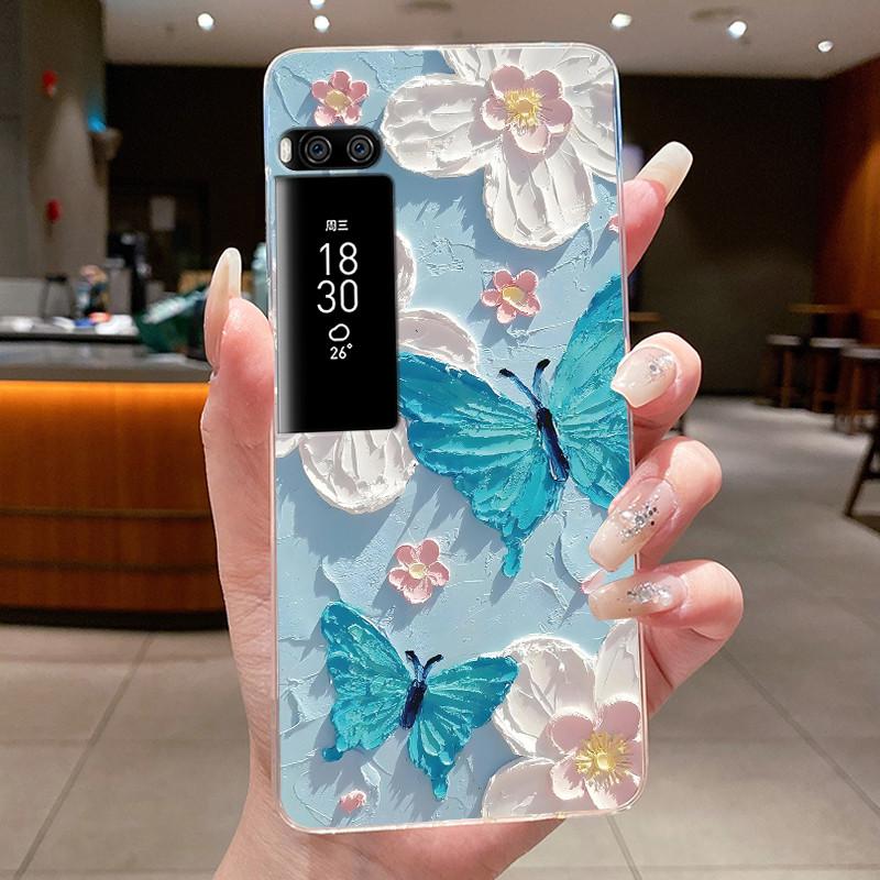 Phone Case For Meizu Pro 7 Case For Meizu Pro 7 Plus Capa Coque Flower Butterfly Thin Covers Transparent Soft Silicone TPU Cover