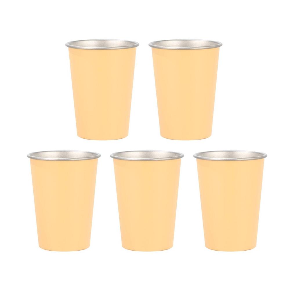 Stainless Steel Cups 350ml (5 Pack) Children Adult Stainless Steel Coffee Cups Stackable Durable Metal Drinking Glasses for Home Party Camping Outdoor