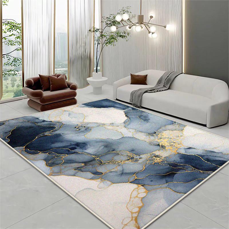 Light Luxury Marble Style Large Living Room Rugs Room Decoration Aesthetic Bedside Plush Carpet Cloakroom Bathroom Soft Door Mat