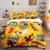 Cartoon Dogs Woof Run Jump Pattern Bedding Duvet Cover Set  (1*Duvet Cover 2*Pillowcases, without duvet insert)