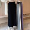 Bodycon A-Line Women's Black Knitted Maxi Skirt Autumn Winter High Waist Slim-Fitting Ankle-Length Straight Skirt