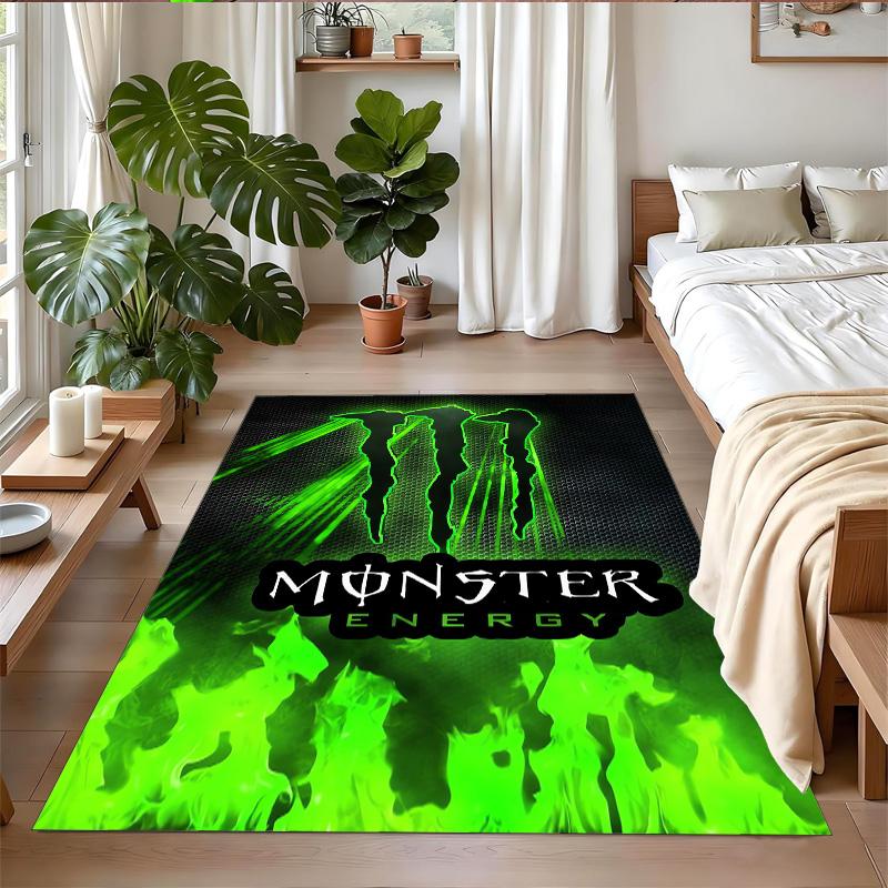 Tappeto in Peluche di Cristallo con Stampa Monster Energy Anti?Indumenti da notte?Tappeto da Pavimento Resistente per Decorazione Domestica Interna