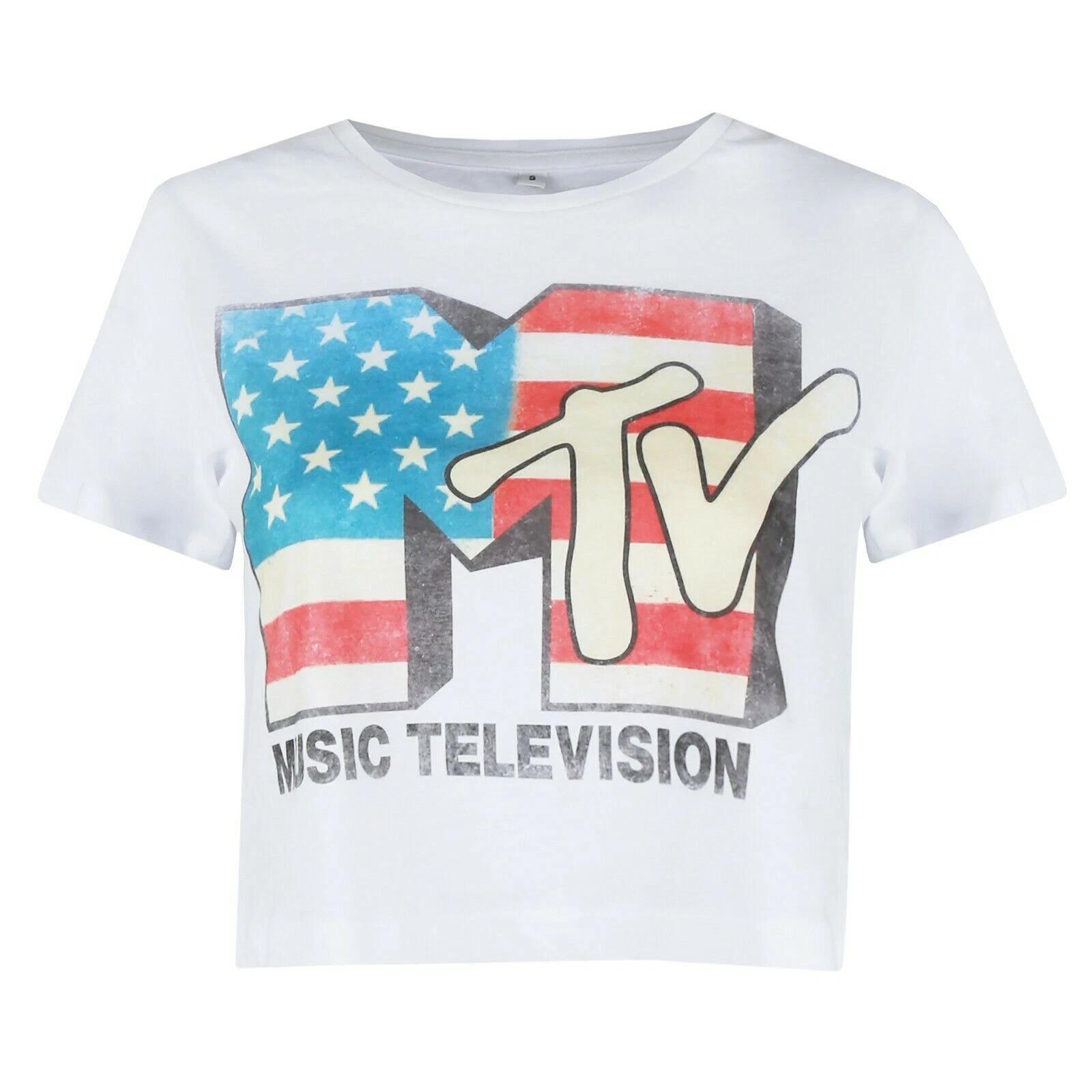MTV White Americana Women s Crop Top S