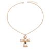 Imitation pearl metal cross pendant punk style niche necklace women's high sense collarbone chain