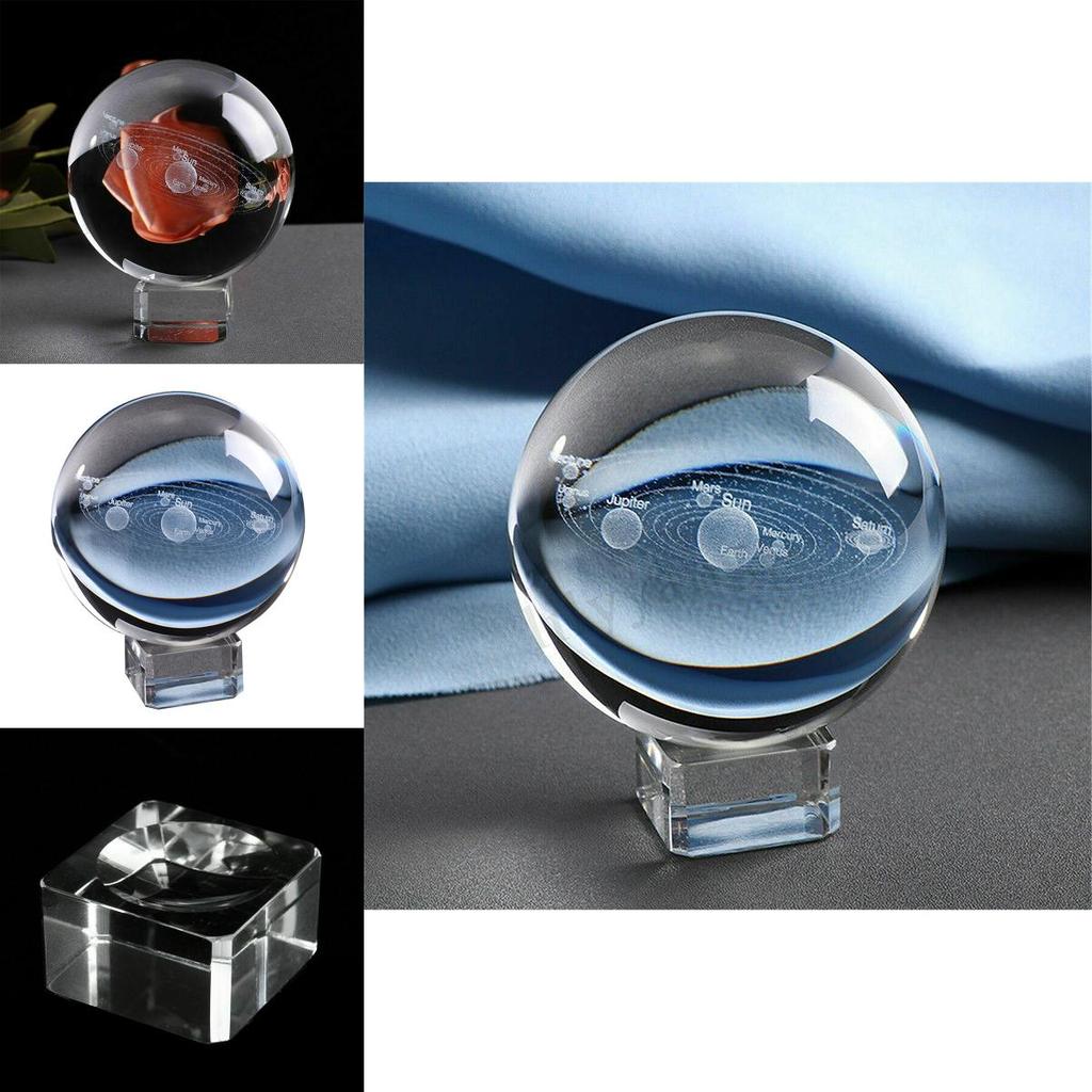 Stunning Laser Engraved Solar System Ball 3d Miniature Planets Sphere Glass Globe Decor