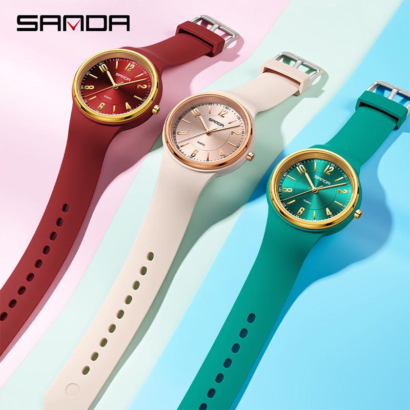 Sanda Men's Silent Quartz Watch: Lightweight, Waterproof, Silicone, Casual, Thin Design, Perfect for Students