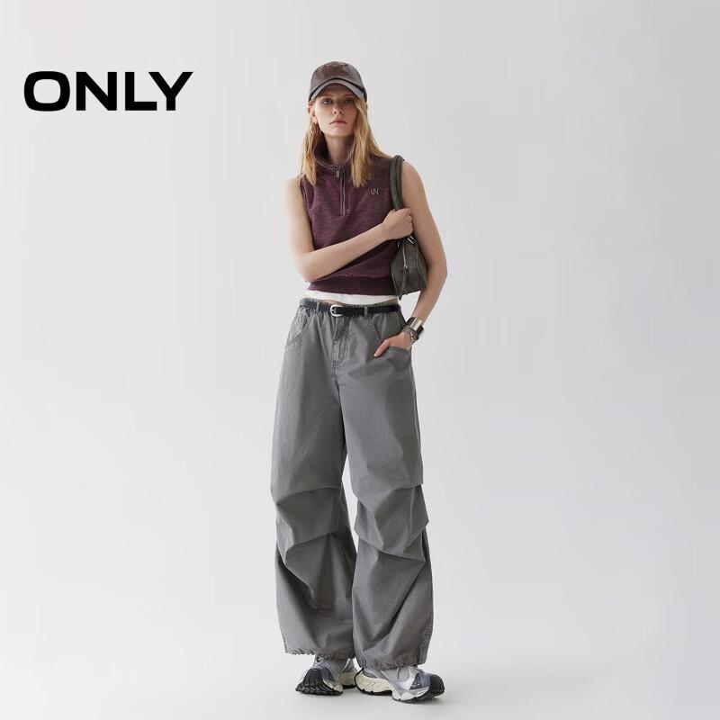 Only Women's Zipper Collar Sleeveless Knit Crop Top