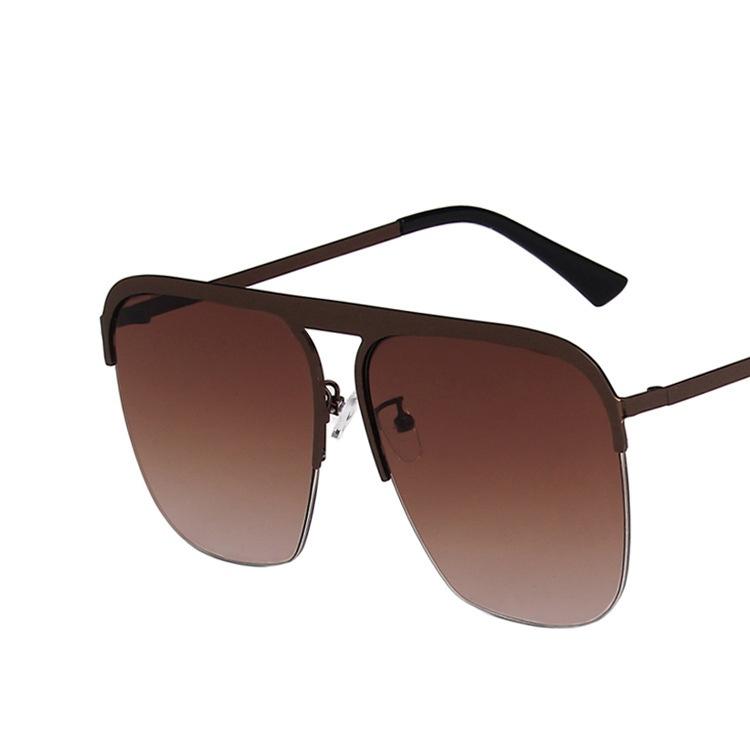 Gradient Colour Single Beam Retro Metal Half Frame Sunglasses Outdoor Travel Beach Picnic Sunglasses Women'S Daily Accessories