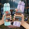 1PC Vintage Stacked Rose Books 750ml Color Plastic Sports Water Bottle Leakproof Flip Straw Lid Suitable for Sports Office Home Use