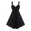 Y2 Summer High Waist Sleeveless Metal Gas Eye Splicing Skirt Solid Color Suspender Sexy V-neck Short Skirt Women