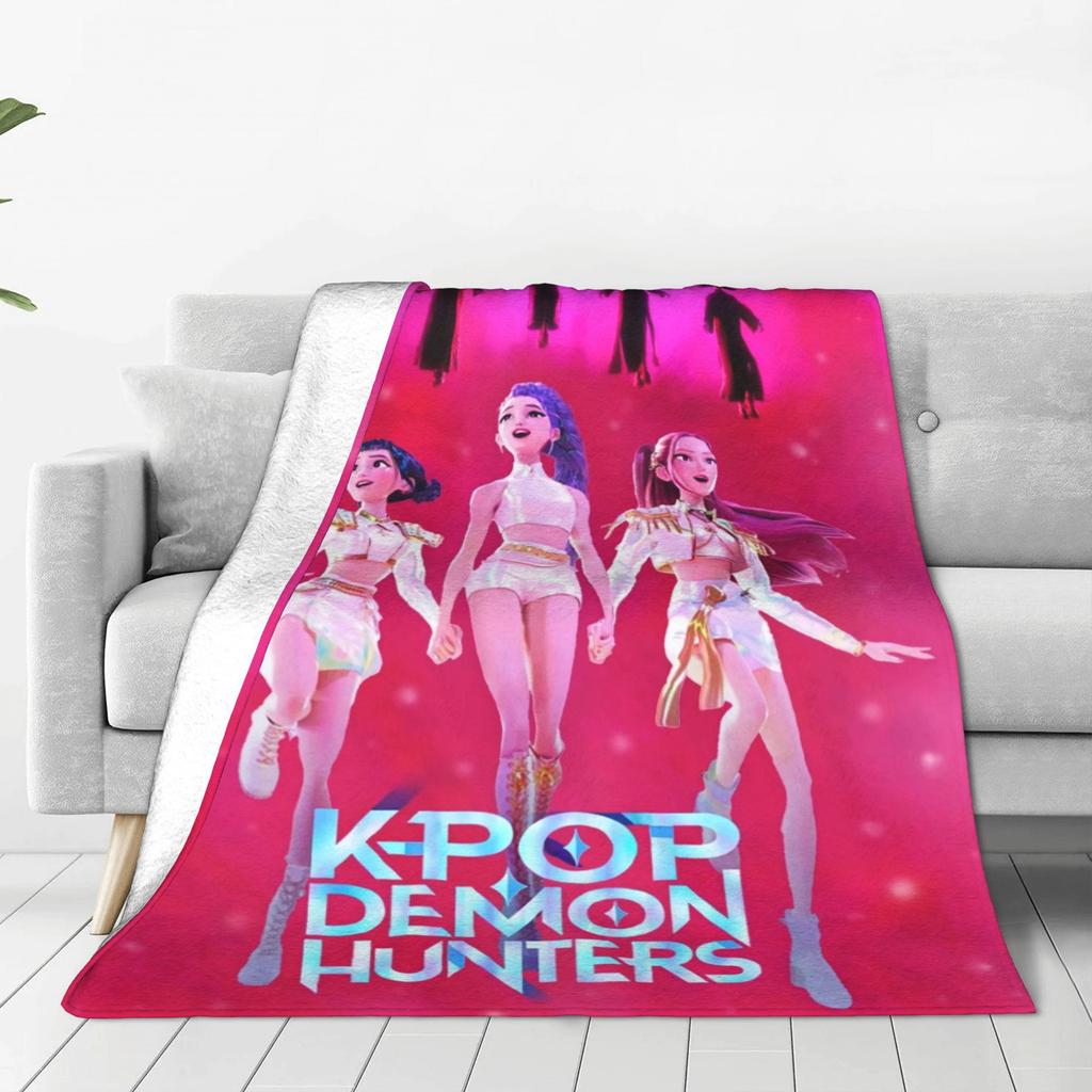 K pop Demon Hunters Blanket Quality Soft Warm  Throw Blanket Winter Kids Living Room Aesthetic Bedspread