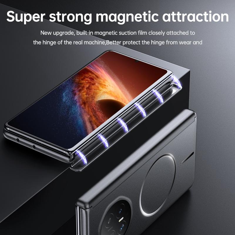 Hinge Protection Magnetic Case For Honor Magic V6 V5 Magsafe Metallic Paint Hard PC Shell Cover For Huawei Honor Magic V6 V5