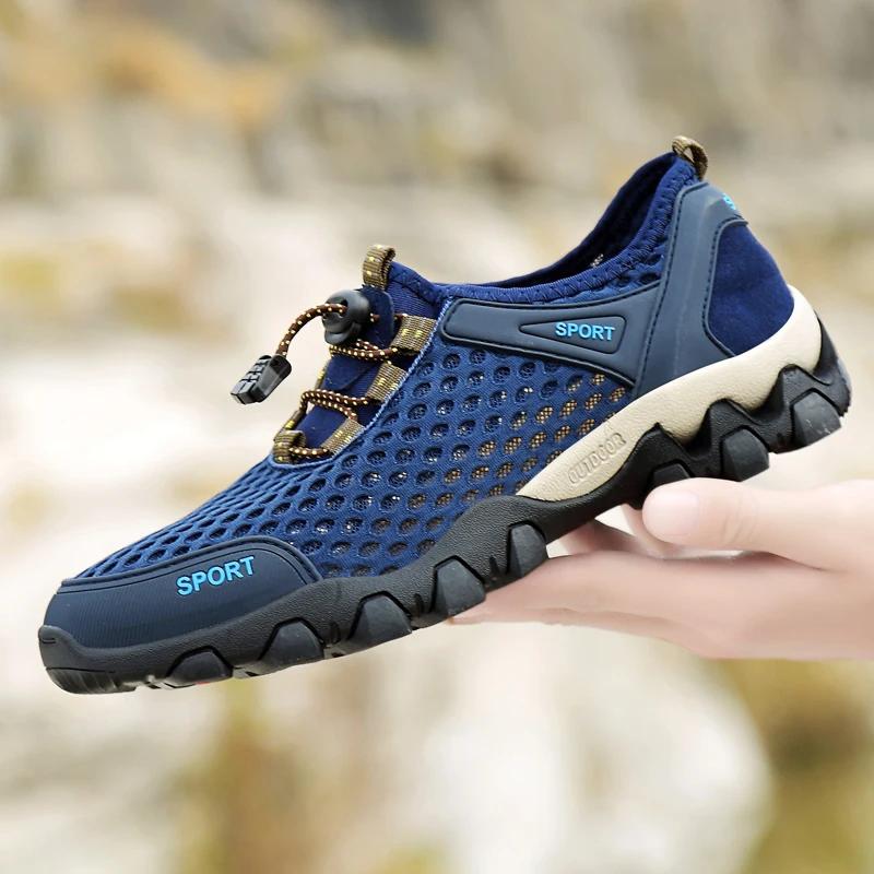 Men Casual Sneakers Breathable Mesh Shoes Mens Non-Slip Outdoor Hiking Shoes Mens Climbing Trekking Shoes Zapatos Hombre Summer