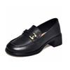 Small Leather Shoes Women's Autumn New First-layer Cowhide Middle Heel Single Shoes Round Head Shallow Mouth One Pedal Women's Shoes